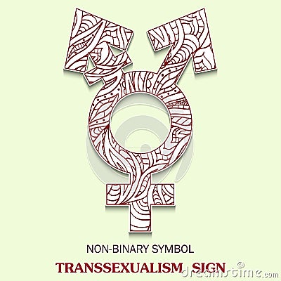 Symbol of Transsexualism is a Transgendered sexuality sign with a pattern in tribal Indian style. Vector Illustration