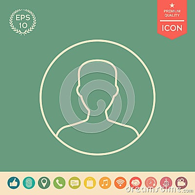 Symbol of User icon in circle. Profile line Icon. Vector Illustration