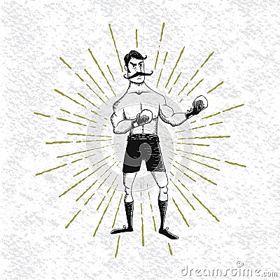 Symbol of vintage boxer Vector Illustration