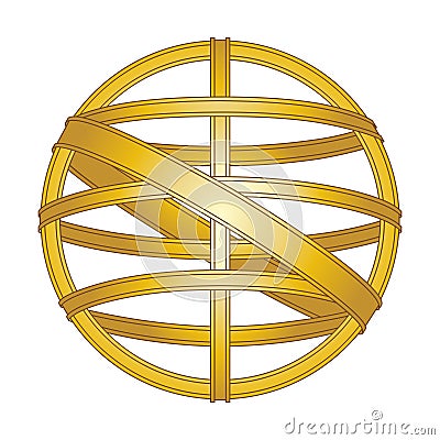 Symbol vintage navigation device armillary sphere Cartoon Illustration