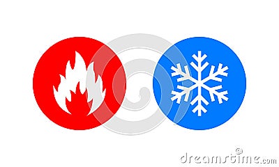 Symbol of warmth and cold. Heat and cold sign. Freezing and fire icon. Vector EPS 10 Vector Illustration