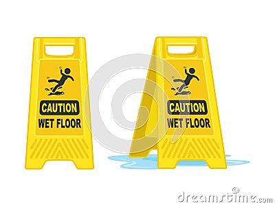 Caution Wet Floor Sign Board Vector Illustration Vector Illustration