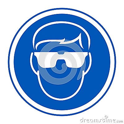 Symbol Wear Safety Glassed Isolate On White Background,Vector Illustration EPS.10 Vector Illustration