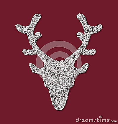 Symbol Xmas Deer head red backdrop made from white Vector Illustration