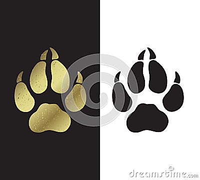 Symbol of the year. Trace of dog s paws. Vector Illustration