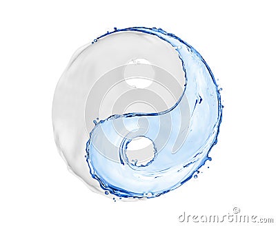 Symbol Yin Yang made of water splashes and cosmetic cream Stock Photo