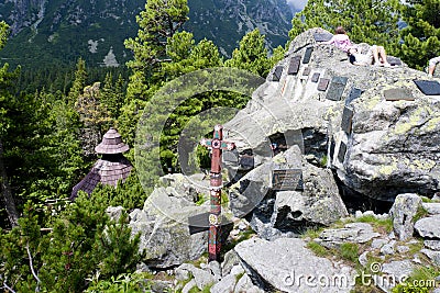 symbolic cemetery in Vysoke Tatry (High Tatras), Slovakia Editorial Stock Photo