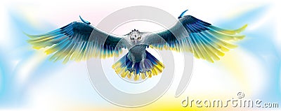 Symbolic Eagle in the colors of Ukraine on a white background Vector Illustration