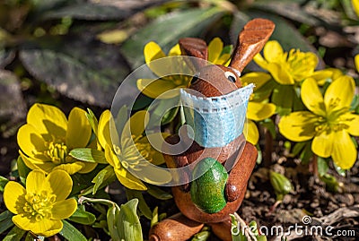 Symbolic Easter bunny in coronavirus time Stock Photo