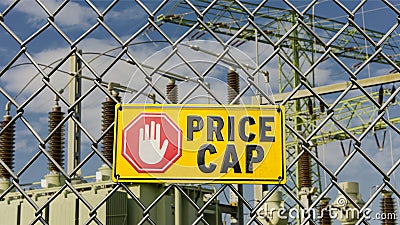 Info sign Price Cap for energy Stock Photo