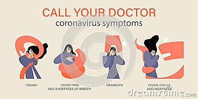 A symbolic image of the symptoms of coronavirus and viral pneumonia with a girl fighting an infection in the form of a snake Vector Illustration