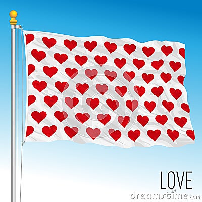 Symbolic love flag, fantasy image on the blue sky background Vector Illustration