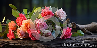 Symbolic Love, A Table Overflowing with Flowers Signifying Natural Beauty Stock Photo