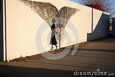 Symbolic Love wall heart shadow. Generate Ai Stock Photo