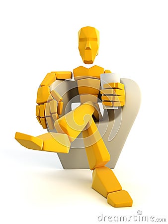 Symbolic man relax in easy chair Stock Photo