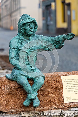 Symbolic mini statues of historic medieval Miners, known as Gwarkowie, exploring metals and minerals near Olkusz in Lesser Poland Editorial Stock Photo