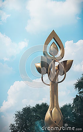 The symbolic pillar of Benjakitti Park in Bangkok, Thailand Editorial Stock Photo