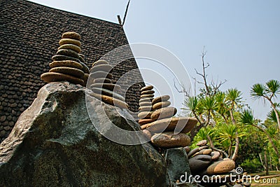 Symbolic scales of stones. Concept of life balance and harmony. Stock Photo