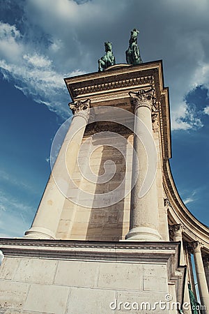 Symbolic sculpture of the Peace on the Hero Square Millennium Memorial in Budapest, Hungary Stock Photo