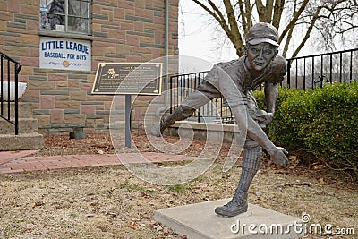 Symbolic Statue at Birth Place of Little League Baseball Editorial Stock Photo