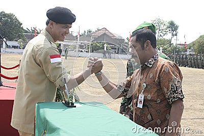 Symbolization Cooperation Between Local Officials and Army Editorial Stock Photo