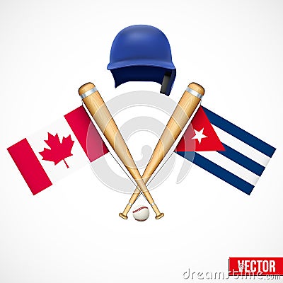 Symbols of Baseball team Canada and Cuba. Vector Illustration