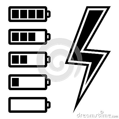 Symbols of battery level Vector Illustration