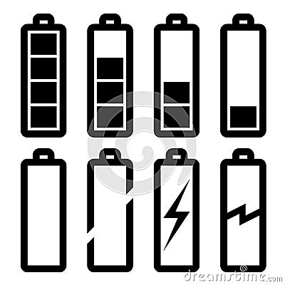 Symbols of battery level Vector Illustration