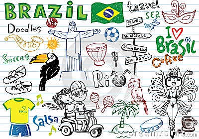 Symbols of Brazil, Vector Illustration