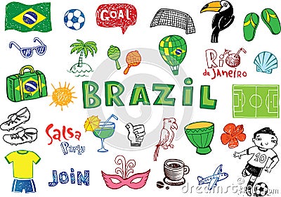 Symbols of Brazil Vector Illustration