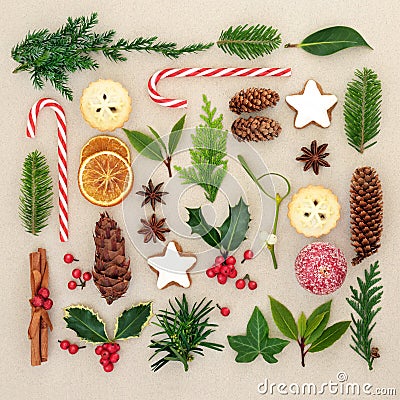 Symbols of Christmas Collection Stock Photo