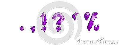 symbols dot, comma, question mark, exclamation point and percentage symbol. font design in paper cut style. vector Vector Illustration