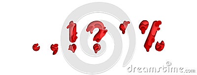 symbols dot, comma, question mark, exclamation point and percentage symbol. font design in paper cut style. vector Vector Illustration