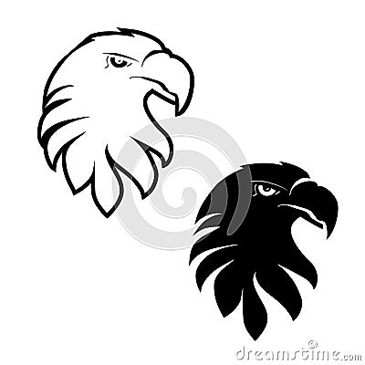 Symbols of eagle, black sketch head Vector Illustration