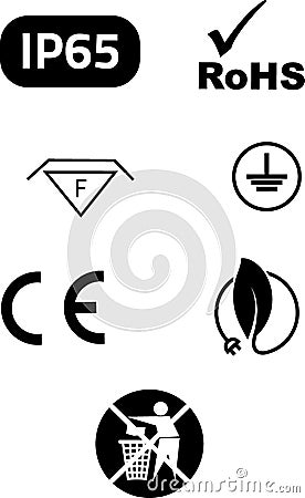 Symbols of electrical safety Vector Illustration