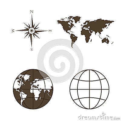 Symbols of global technology, international associations, travel, expeditions and ect. Vector Illustration