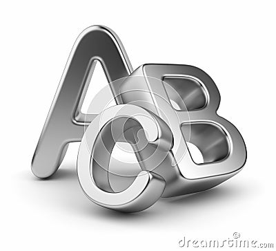 Symbols heap of alphabet. Icon 3D. Education Stock Photo