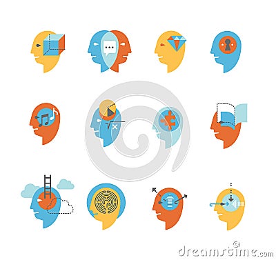 Symbols of human mind states Vector Illustration