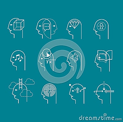 Symbols of human mind states Vector Illustration