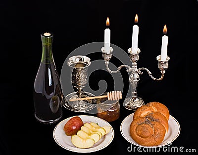 Symbols of the Jewish new year Stock Photo