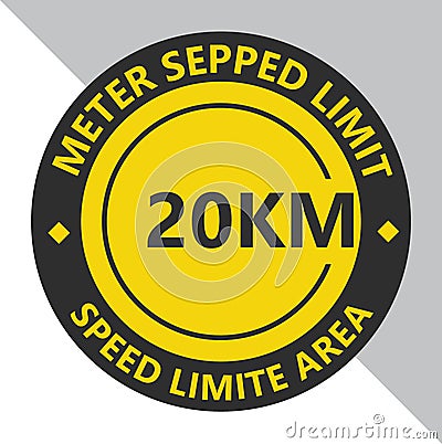 Symbols of logo for car speed limite 20 kilometer per hours sticker. Vector Illustration