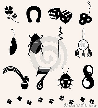 12 symbols of luck Vector Illustration