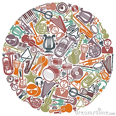 Circle from musical symbols Vector Illustration