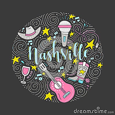 The symbols of Nashville Vector Illustration