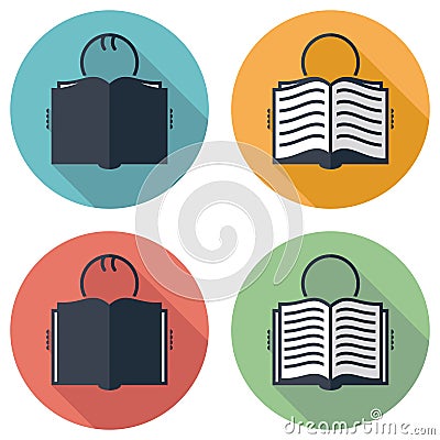 Symbols of student reading a book, vector Vector Illustration