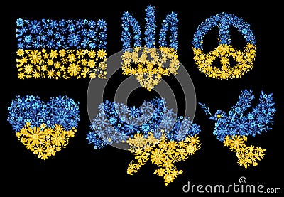 Symbols of Ukraine of yellow and blue Vector Illustration