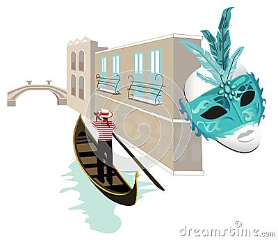 Symbols of Venice Vector Illustration