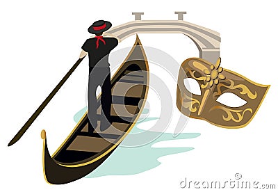 Symbols of Venice Vector Illustration