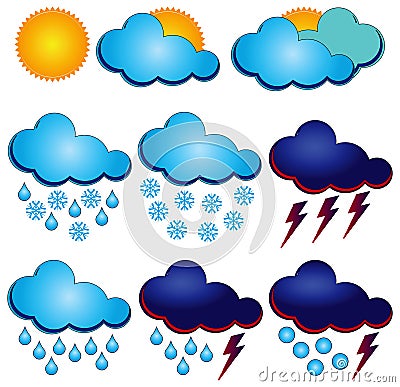 Symbols for weather forecasters Vector Illustration