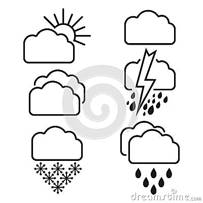 Symbols of weather. Meteorology. Stock Photo